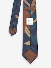 Navy Blue Slim Pattern Tie - Image 2 of 3