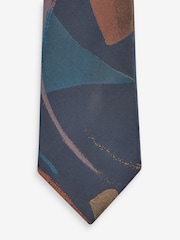 Navy Blue Slim Pattern Tie - Image 3 of 3
