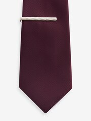 Pink/Burgundy Red Textured Tie With Tie Clips 2 Pack - Image 2 of 5
