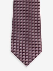 Pink/Burgundy Red Textured Tie With Tie Clips 2 Pack - Image 3 of 5