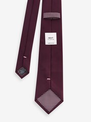 Pink/Burgundy Red Textured Tie With Tie Clips 2 Pack - Image 4 of 5