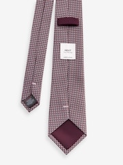Pink/Burgundy Red Textured Tie With Tie Clips 2 Pack - Image 5 of 5