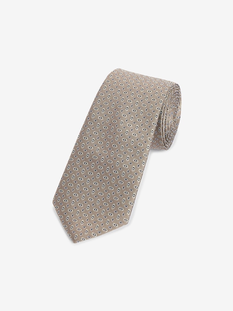 Neutral Brown Textured Ties And Tie Clips 2 Pack - Image 3 of 7