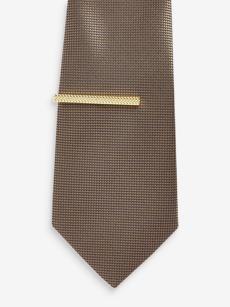 Neutral Brown Textured Ties And Tie Clips 2 Pack - Image 4 of 7