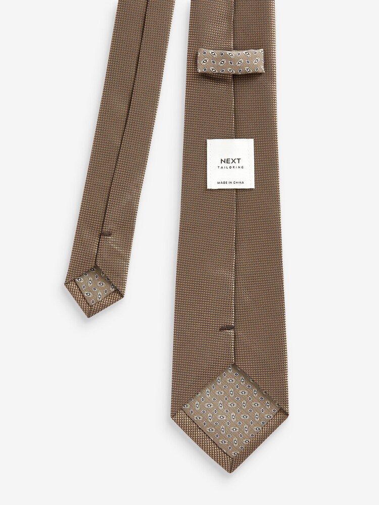 Neutral Brown Textured Ties And Tie Clips 2 Pack - Image 6 of 7