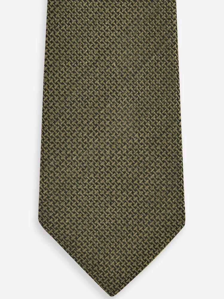 Dark Green Texture Silk Tie - Image 3 of 3