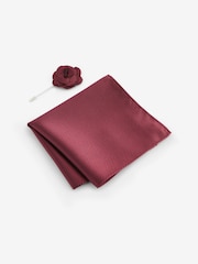 Rose Pink Textured Silk Lapel Pin And Pocket Square Set - Image 1 of 3