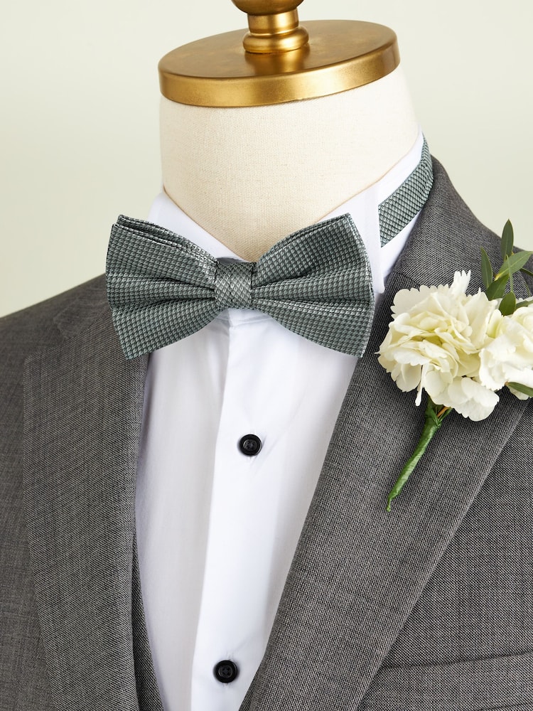 Sage Green Textured Silk Bow Tie - Image 1 of 2 Sage Green Textured Silk Bow Tie - Image 1 of 2