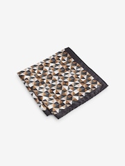 Forest Green Geometric Slim Tie And Pocket Square Set - Image 2 of 4