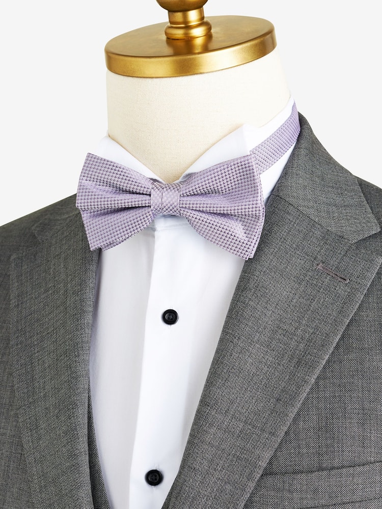 Lilac Purple Textured Silk Bow Tie - Image 1 of 2