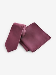 Rose Red Textured Tie And Pocket Square Set - Image 1 of 5