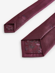 Rose Red Textured Tie And Pocket Square Set - Image 3 of 5