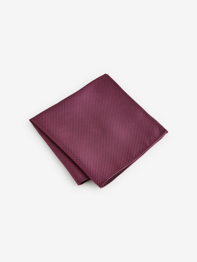 Rose Red Textured Tie And Pocket Square Set - Image 4 of 5