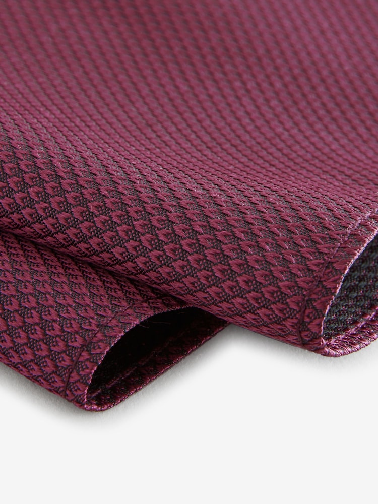 Rose Red Textured Tie And Pocket Square Set - Image 5 of 5