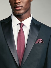 Rose Red Textured Tie And Pocket Square Set - Image 6 of 6