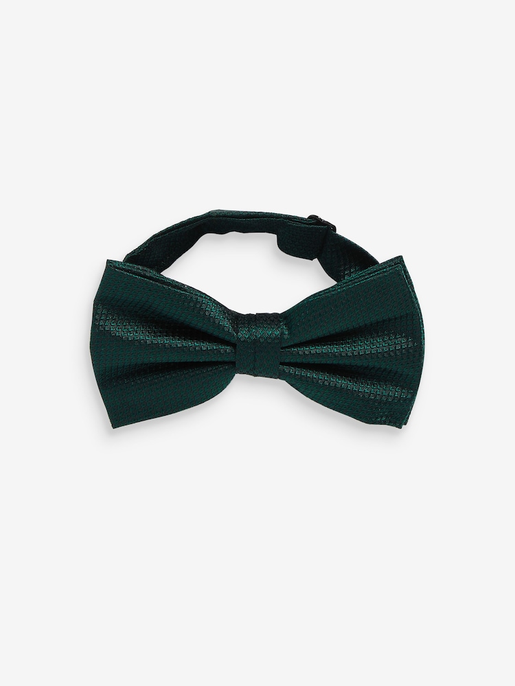 Forest Green Textured Silk Bow Tie - Image 2 of 4