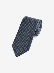 Navy Blue Geometric Signature Made In Italy Geometric Tie - Image 1 of 3