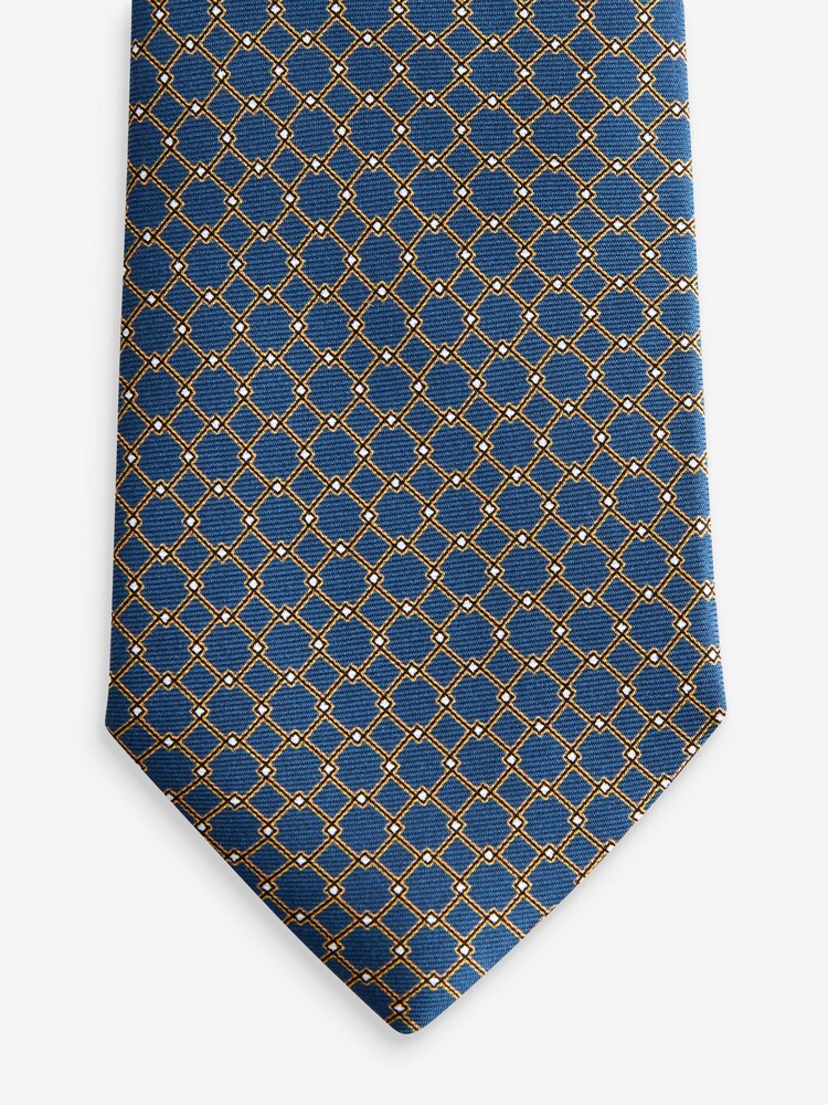 Navy Blue Geometric Signature Made In Italy Geometric Tie - Image 2 of 3