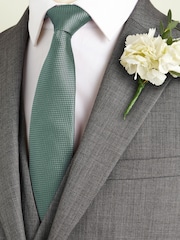 Sage Green Slim Textured Silk Tie - Image 1 of 4