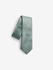 Sage Green Slim Textured Silk Tie - Image 2 of 4