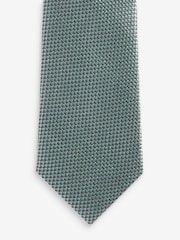 Sage Green Slim Textured Silk Tie - Image 3 of 4