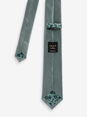 Sage Green Slim Textured Silk Tie - Image 4 of 4