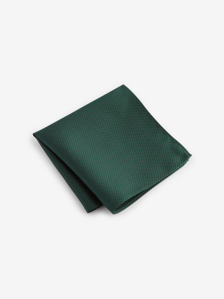 Forest Green Textured Silk Lapel Pin And Pocket Square Set - Image 2 of 3