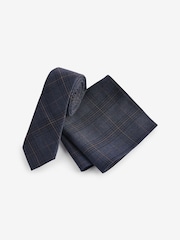 Grey Heritage Check Slim Tie And Pocket Square Set - Image 1 of 4