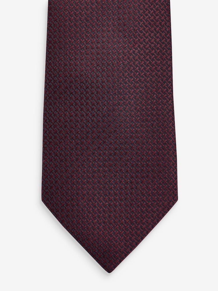 Burgundy Red Textured Tie - Image 2 of 3