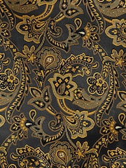 Black/Yellow Gold Paisley Slim Party Tie And Pocket Square Set - Image 4 of 4