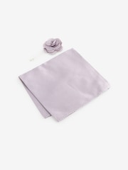 Lilac Purple Textured Silk Lapel Pin And Pocket Square Set - Image 1 of 3