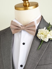 Neutral Brown Textured Silk Bow Tie - Image 1 of 2