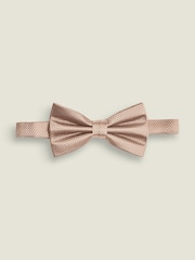 Neutral Brown Textured Silk Bow Tie - Image 2 of 2