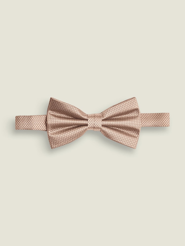 Neutral Brown Textured Silk Bow Tie - Image 2 of 2