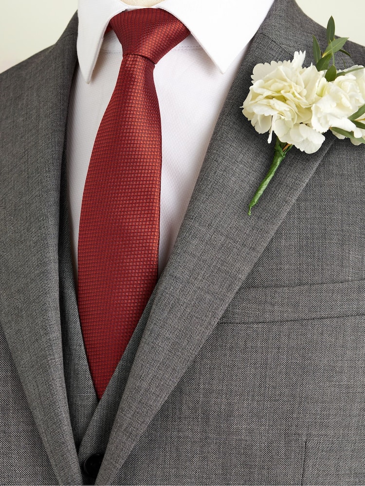 Rust Orange Slim Textured Silk Tie - Image 1 of 4