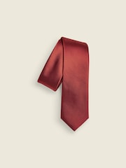 Rust Orange Slim Textured Silk Tie - Image 2 of 4