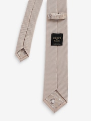 Neutral Brown Slim Textured Silk Tie - Image 4 of 4