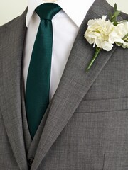 Forest Green Slim Textured Silk Tie - Image 1 of 2