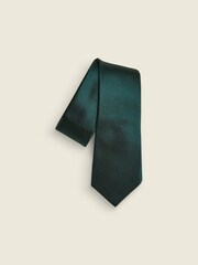 Forest Green Slim Textured Silk Tie - Image 2 of 2
