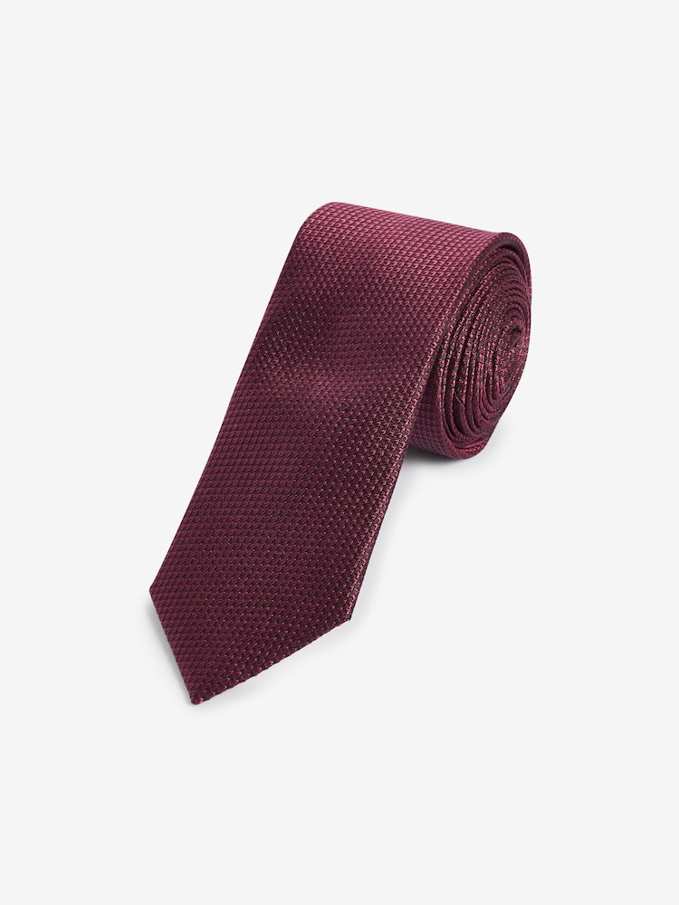Rose Pink Slim Textured Silk Tie - Image 2 of 4