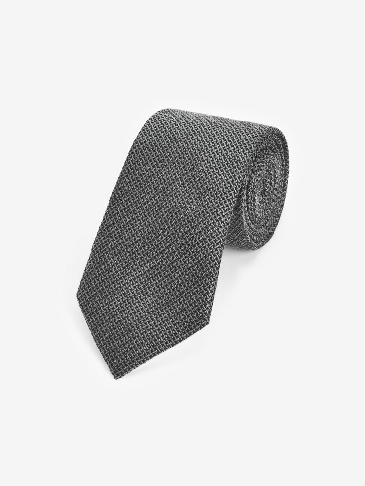 Dark Grey Texture Silk Tie - Image 1 of 3