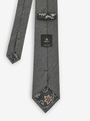 Dark Grey Texture Silk Tie - Image 2 of 3