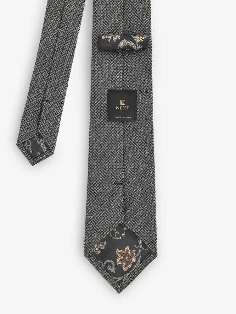 Dark Grey Texture Silk Tie - Image 2 of 3