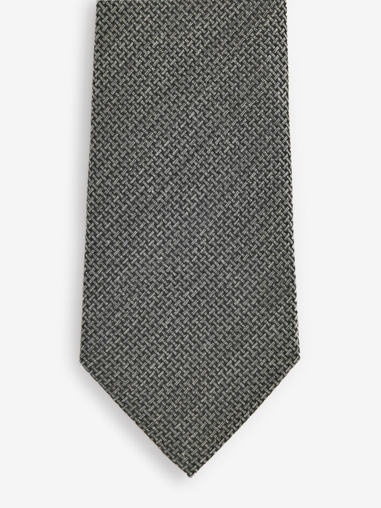 Dark Grey Texture Silk Tie - Image 3 of 3