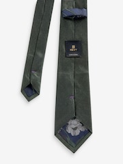 Forest Green/Navy Blue Floral Silk Tie And Pocket Square Set - Image 3 of 5