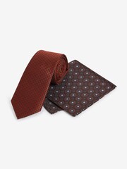 Burnt Orange Slim Tie And Pocket Square Set - Image 1 of 4