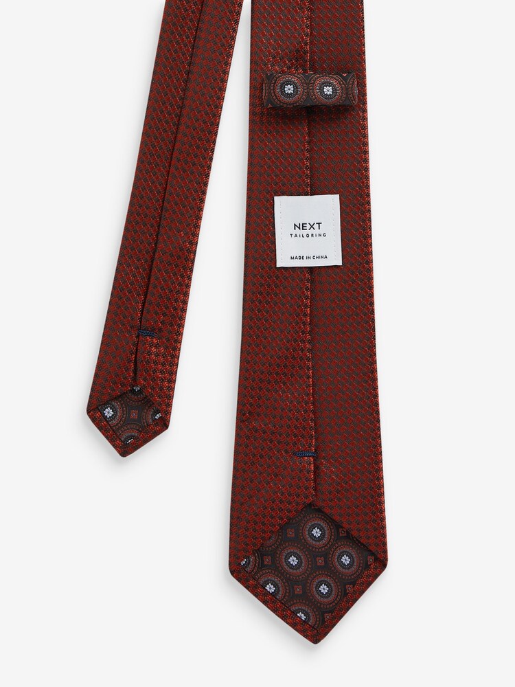 Burnt Orange Slim Tie And Pocket Square Set - Image 4 of 4