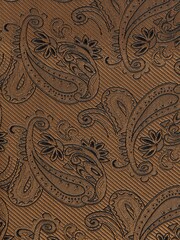 Rust Orange Paisley Slim Tie Pocket Square And Lapel Pin Set - Image 5 of 5