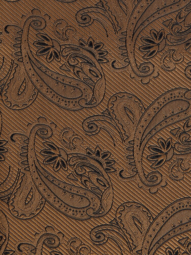 Rust Orange Paisley Slim Tie Pocket Square And Lapel Pin Set - Image 5 of 5