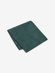 Forest Green Paisley Slim Tie Pocket Square And Lapel Pin Set - Image 3 of 4
